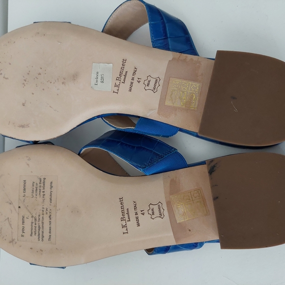 L.K. Bennett Eveleen Royal Blue Croc-Embossed Sandals - Picture 4 of 4